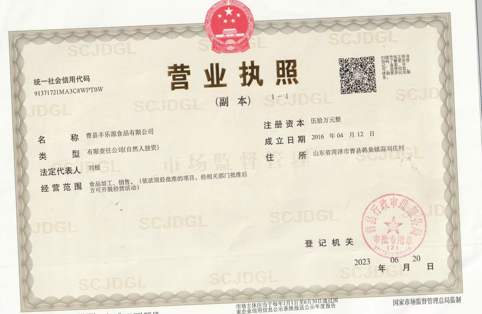 營(yíng)業(yè)執(zhí)照（副本）
